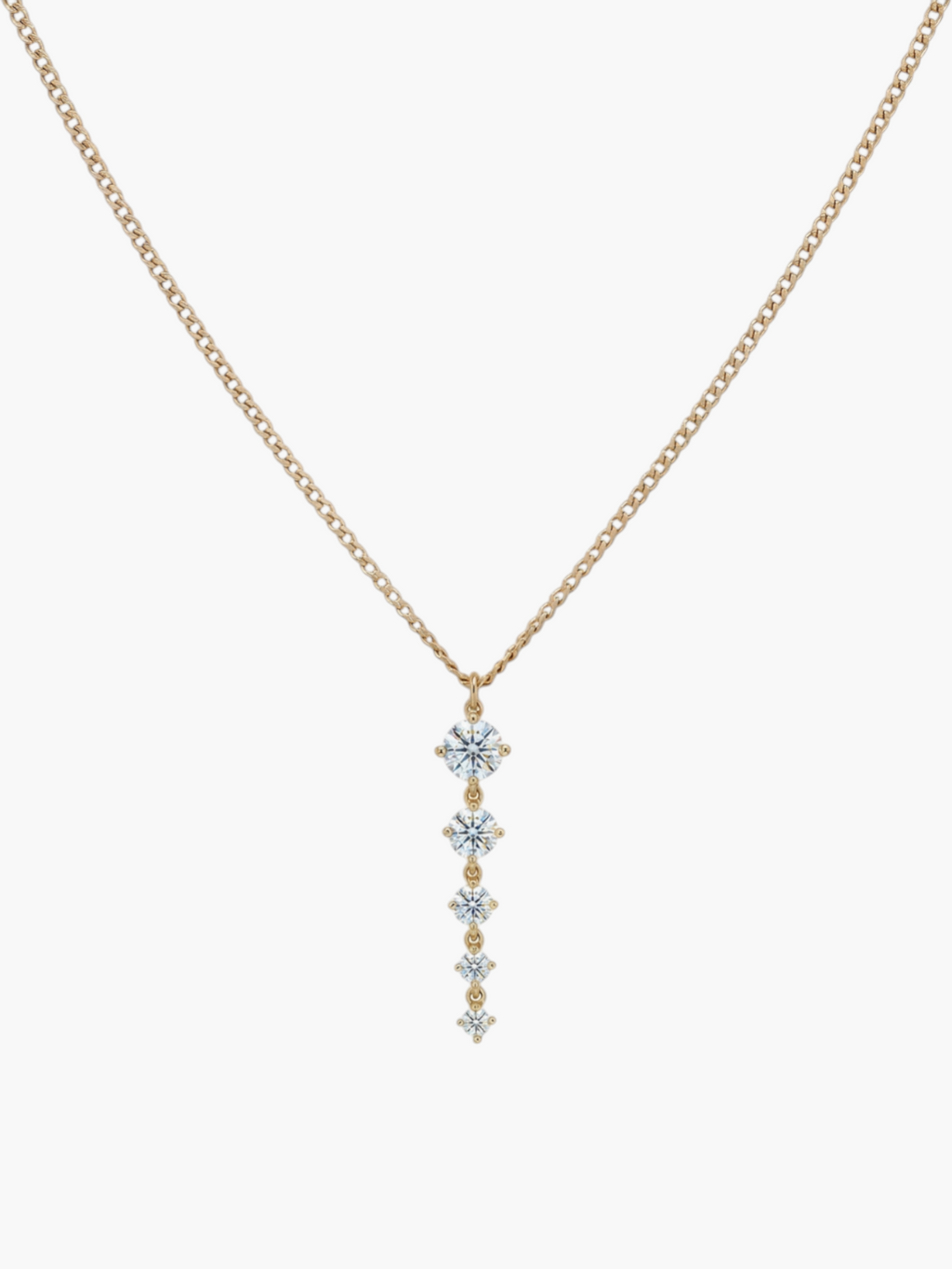 Tennis Five Links Thin Curb Chain Necklace