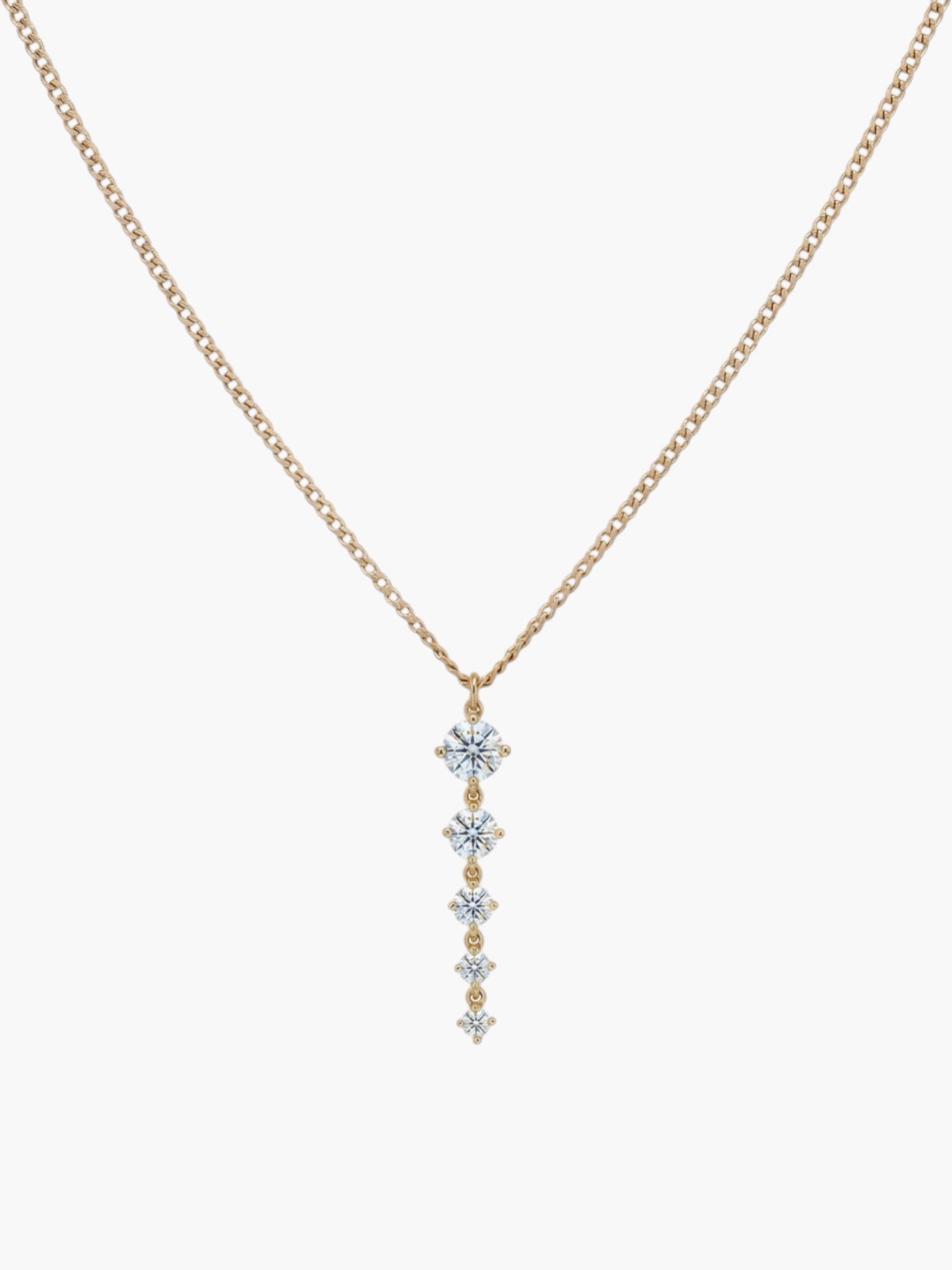 Tennis Five Links Thin Curb Chain Necklace