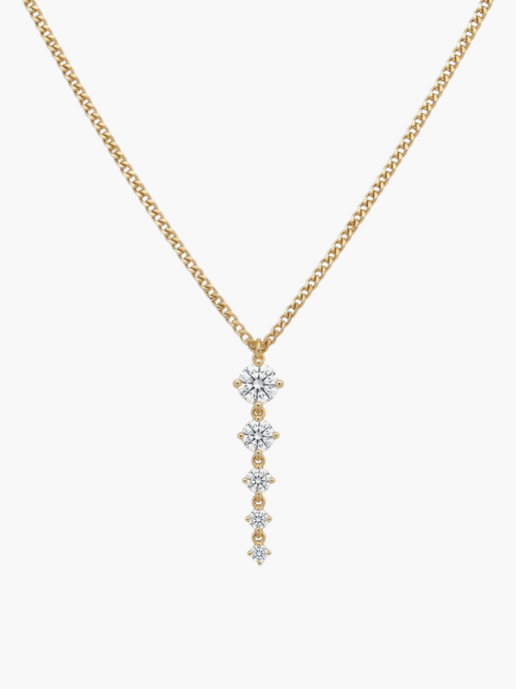 Tennis Five Links Thin Curb Chain Necklace