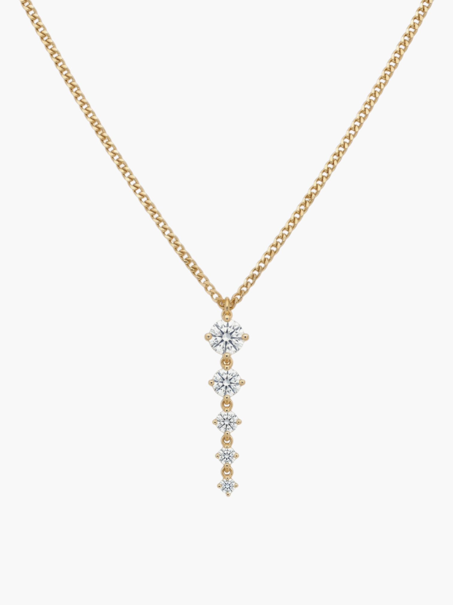 Tennis Five Links Thin Curb Chain Necklace