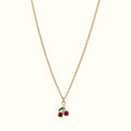 DUGO gold chain necklace featuring a delicate cherry pendant with red and green zirconia stones
