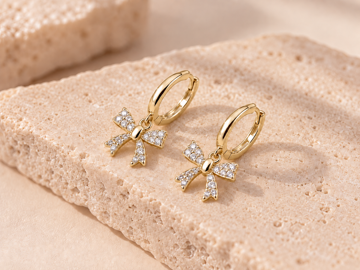 DUGO Dainty Bow Huggies Earrings – view 3