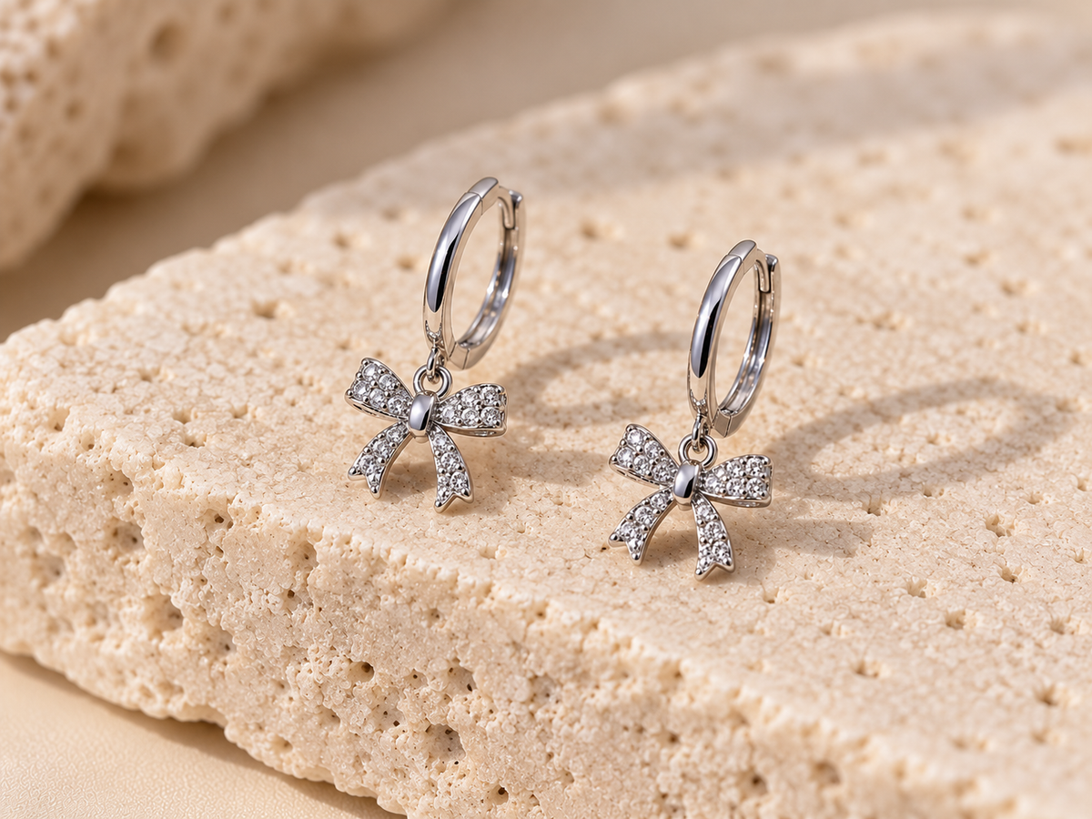 DUGO Dainty Bow Huggies Earrings – view 7