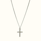 DUGO dainty silver-tone cross necklace with sparkling cubic zirconia stones on a delicate chain