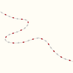 DUGO dainty enamel beaded bracelet featuring glossy red oval beads and a delicate silver chain in a minimalist style.