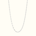 DUGO silver diamond cut lip chain necklace with a delicate, modern link design on a clean white background.