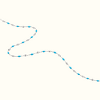 DUGO dainty enamel beaded bracelet with glossy turquoise oval beads and a delicate silver chain