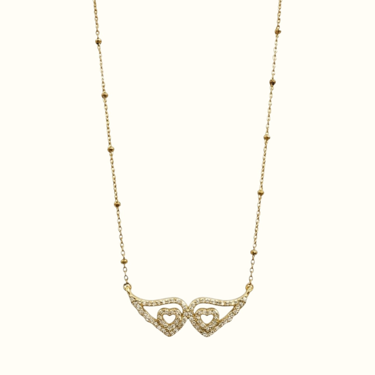 DUGO gold Angel Wings Zirconia Necklace, 18K gold filled and waterproof