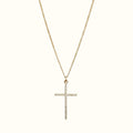 DUGO 18K gold filled cross necklace with sparkling cubic zirconia pave stones on a delicate chain