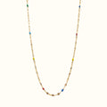 DUGO 18K gold filled chain necklace with delicate colorful enamel bead accents on a stainless steel base