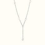 DUGO 18K gold filled lariat necklace featuring delicate heart accents on a minimalist chain