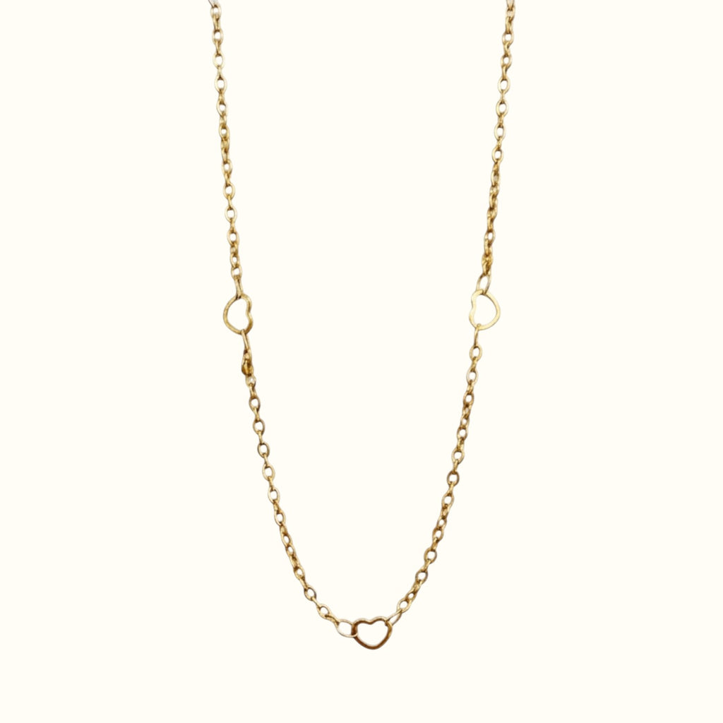 DUGO minimalist gold heart cable chain necklace made of waterproof 18K gold filled stainless steel