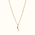 DUGO 18K gold filled Italian horn necklace on a delicate figaro chain, a symbol of luck and protection.