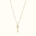 DUGO 18K gold filled vintage key pendant necklace on a delicate beaded ball chain, waterproof and non-tarnish design.