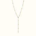 DUGO 18K gold-filled lariat Y necklace featuring a dainty beaded ball chain design for everyday wear.
