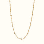DUGO gold lip chain necklace with high-polish diamond-cut texture, 18K gold filled stainless steel jewelry.