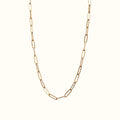 DUGO gold paperclip chain necklace with modern interlocking links for a minimalist and edgy layered look.