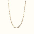 DUGO gold paperclip chain necklace with modern interlocking links for a minimalist and edgy layered look.