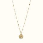 DUGO 18K gold filled paw print pendant necklace with a delicate beaded ball chain for pet lovers.