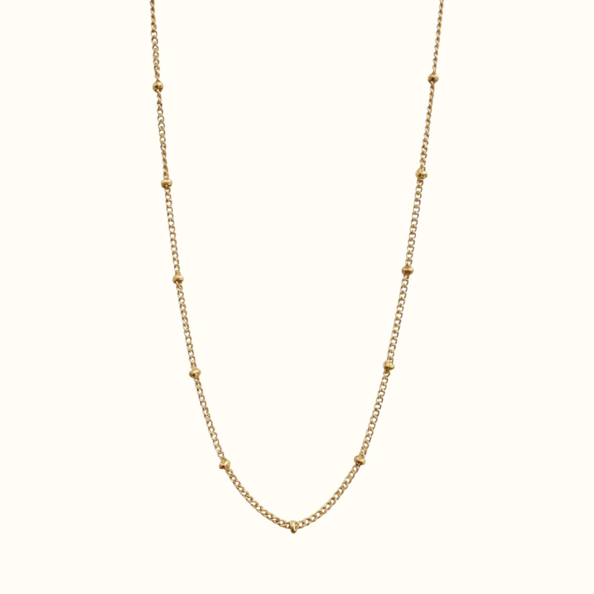 DUGO gold satellite bead chain necklace made of 18K gold-filled stainless steel, waterproof and non-tarnish design.