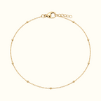 DUGO dainty gold satellite chain bracelet with polished beads on a minimalist delicate link chain