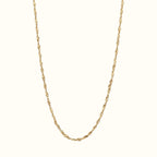 DUGO gold Singapore chain necklace featuring a twisted rope design in 18K gold filled stainless steel.