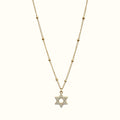 DUGO 18K gold filled Star of David necklace with a delicate beaded chain and sparkling CZ stone pendant