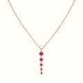 DUGO gold tennis five links necklace with five pink stones on a thin curb chain