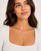 Close-up of the DUGO gold Thin Paperclip Chain Toggle Clasp Necklace worn on the neck