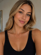 Woman wearing the DUGO gold Tube Cable Chain Necklace