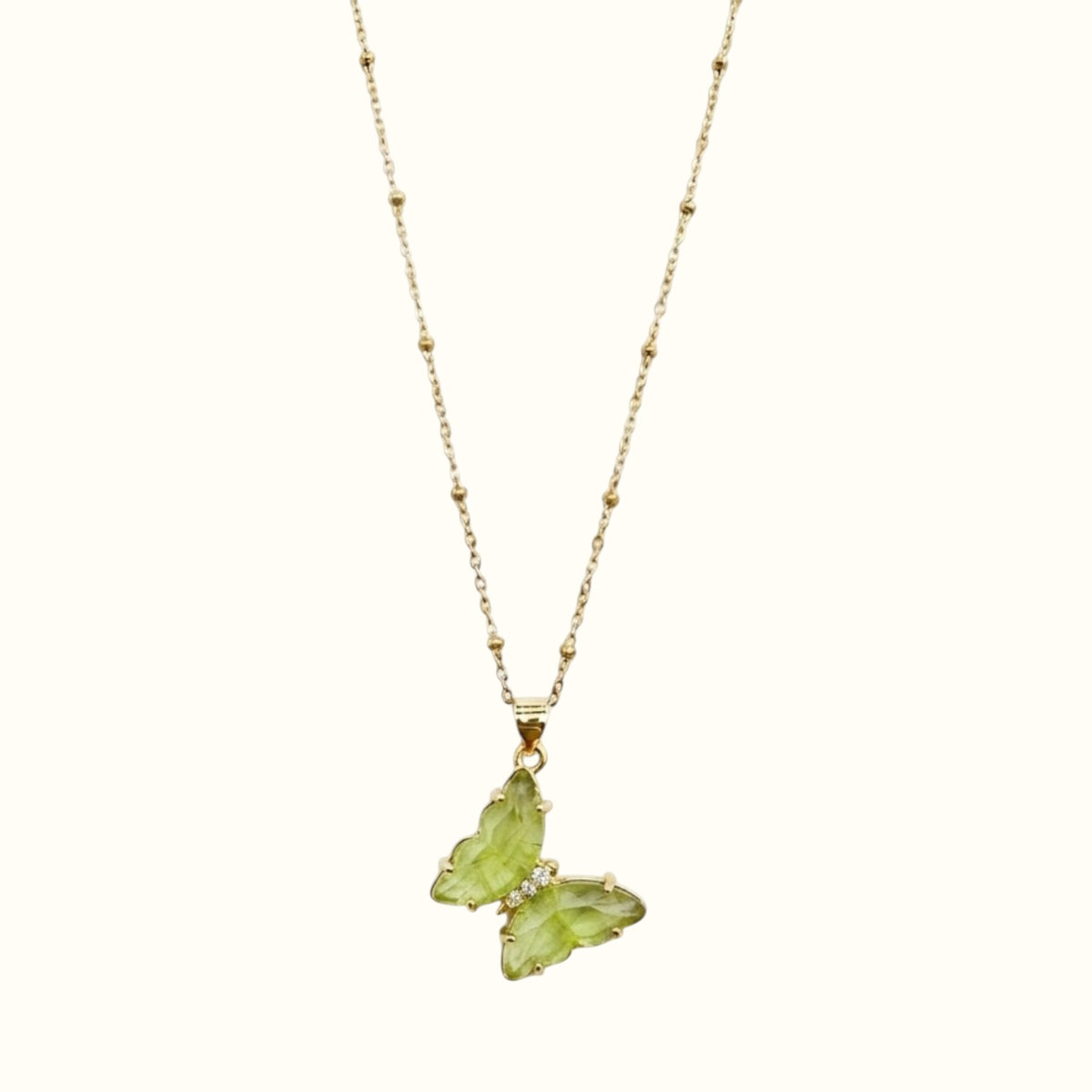 DUGO green Butterfly Lover Necklace, 18K gold filled and waterproof