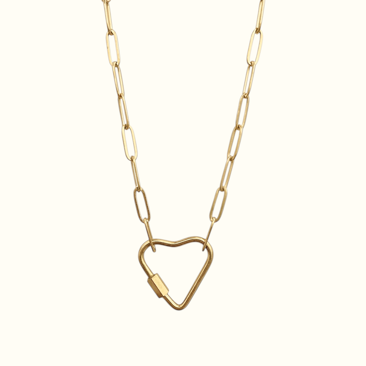DUGO Heart Carabiner Paperclip Chain Necklace – view 1