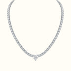 DUGO heart-shaped cubic zirconia tennis necklace in silver-tone stainless steel with a secure lobster clasp