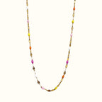 DUGO Lip Colors Chain necklace featuring 18K gold filled links with vibrant multi-colored enamel beads