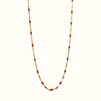 DUGO Lip Colors Chain necklace featuring gold links and vibrant red enamel beads in a dainty, waterproof design.
