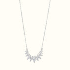 DUGO marquise-cut cubic zirconia necklace with a silver-tone chain and a curved, sparkling crystal pendant.