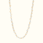 DUGO two-tone gold and silver mini open heart link chain necklace for everyday layering