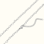DUGO silver mini open heart link chain necklace with a delicate lobster clasp and adjustable extender chain.