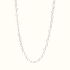 DUGO silver mini open heart chain necklace with delicate heart-shaped links for a romantic layered look.