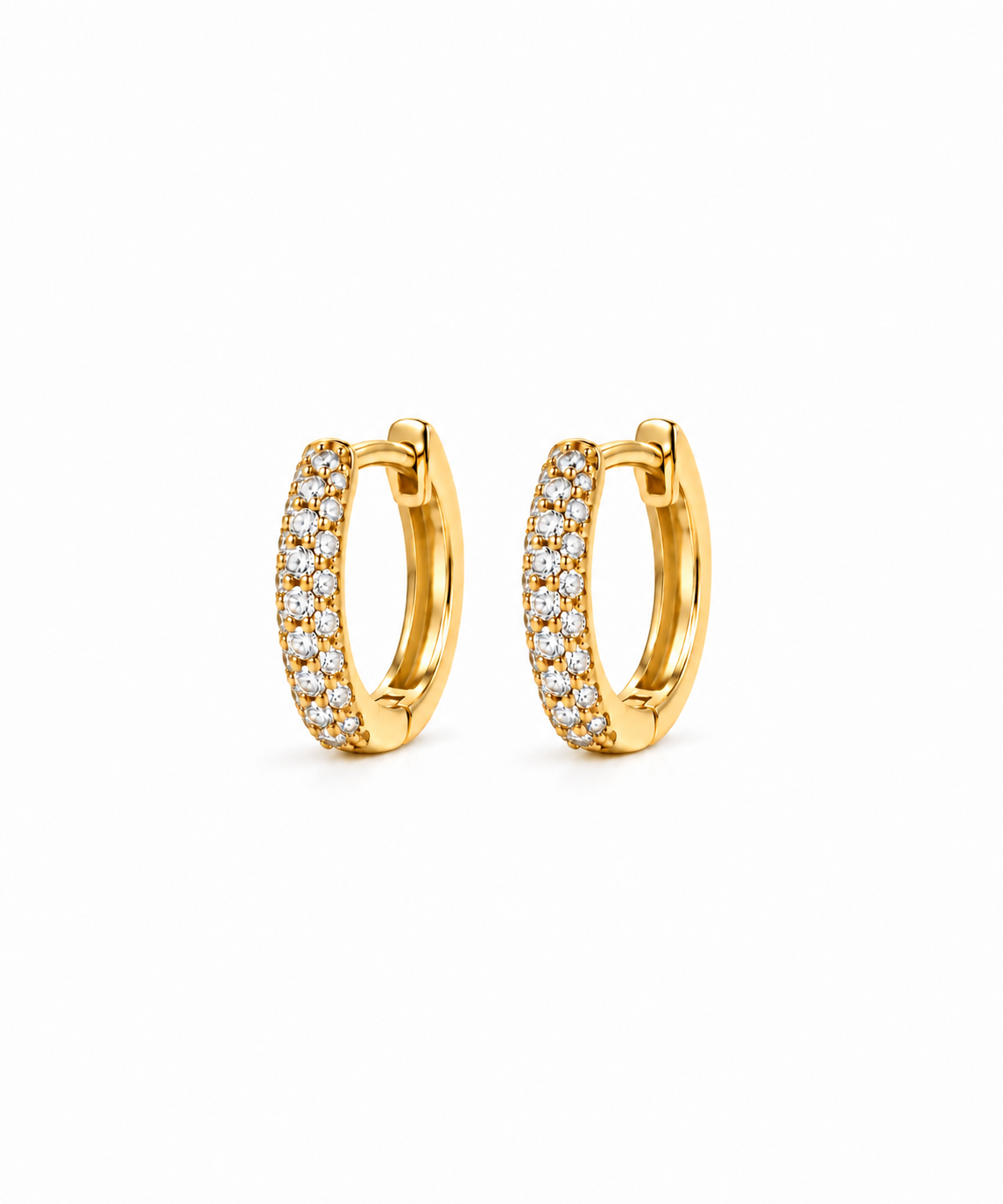 DUGO polished gold Mini Pavé Huggies Hoop Earrings