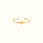 DUGO minimalist gold heart ring with an adjustable open-band design and a smooth polished finish.