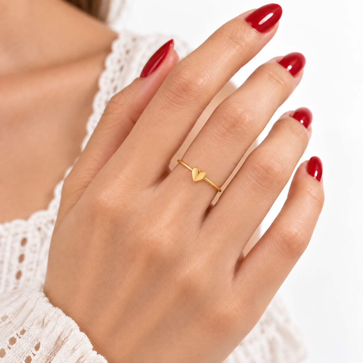 DUGO Minimalist Heart Ring Adjustable – view 2
