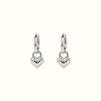 DUGO polished silver Puffy Heart Hoop Earrings
