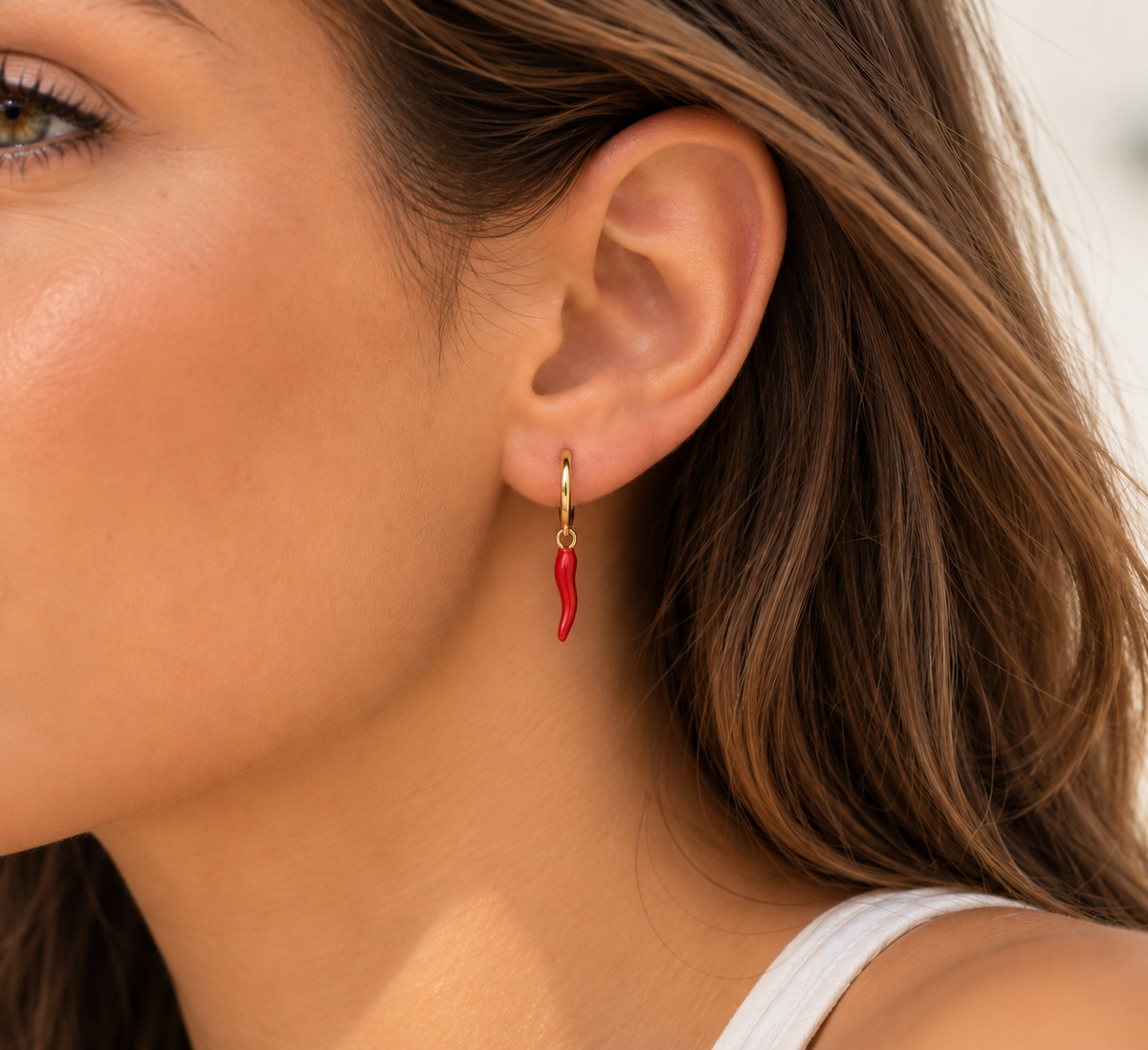 DUGO Red Italian Horn Earrings – view 2