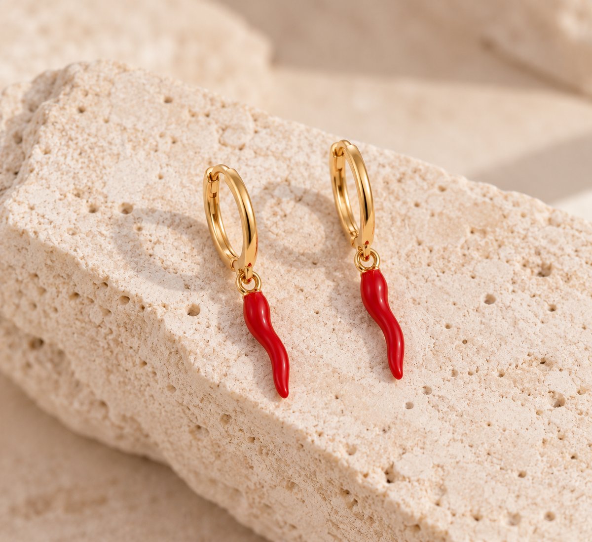 DUGO Red Italian Horn Earrings – view 3