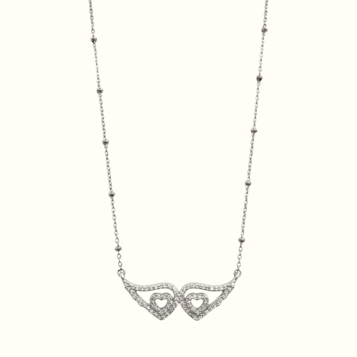 DUGO silver Angel Wings Zirconia Necklace, 18K gold filled and waterproof
