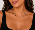 Woman wearing the DUGO silver black Enamel Curb Chain Necklace