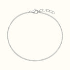 DUGO dainty silver stainless steel curb chain bracelet with a lobster clasp and extender chain.