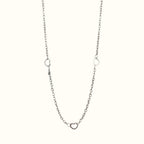 DUGO minimalist silver-tone cable chain necklace featuring delicate heart accents, waterproof and non-tarnish design.