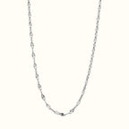 DUGO silver lip chain necklace with a diamond-cut texture, crafted from stainless steel for a high-polish finish.